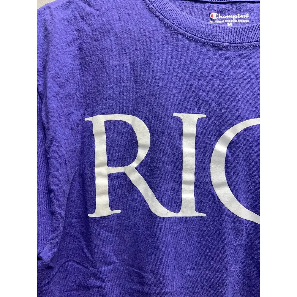 Rice University Shirt Spellout Purple College Tee Short Sleeve Champion Medium - Picture 3 of 7
